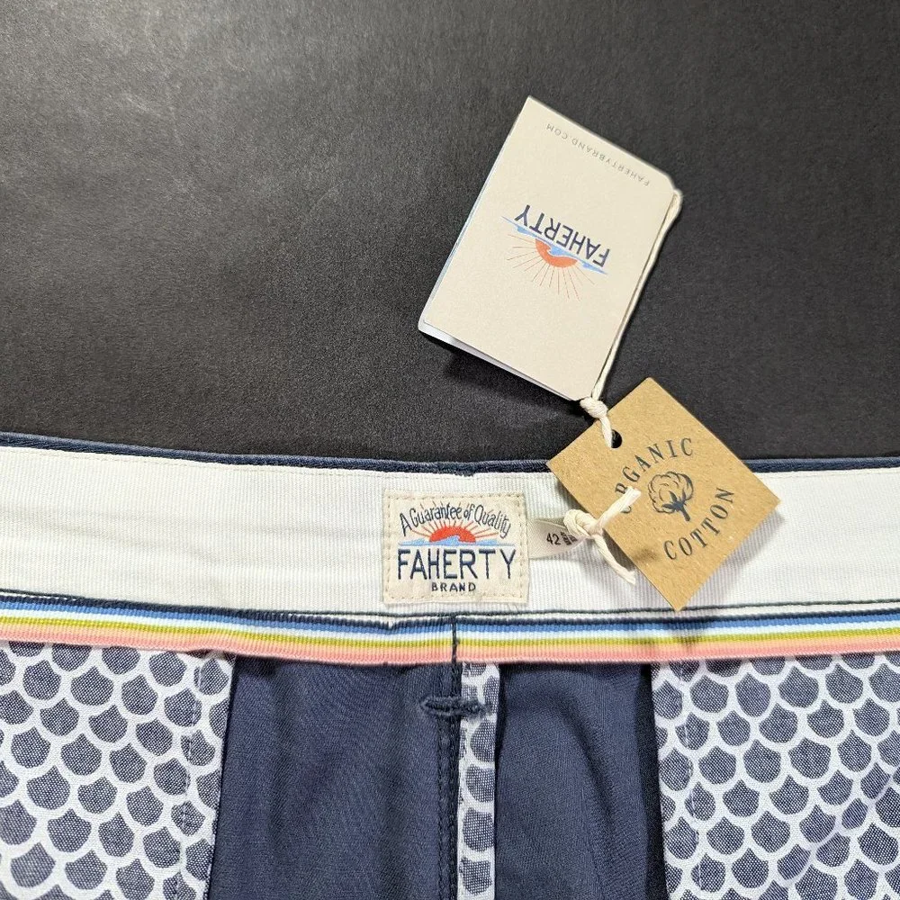 Faherty Island Life Shorts Size 42 Organic Cotton Blue Men`s Chino